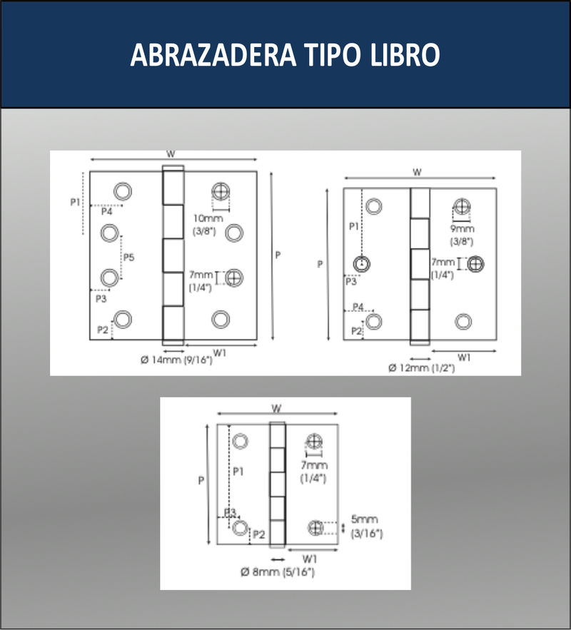 BISAGRA TIPO LIBRO T304
