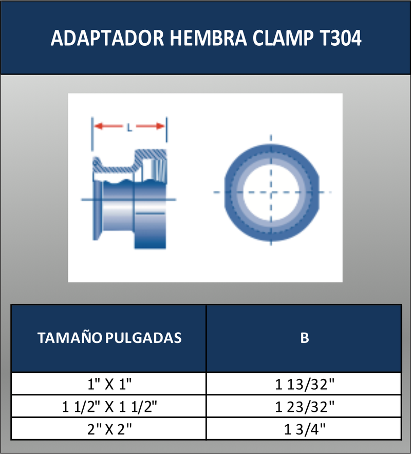 ADAPTADOR HEMBRA CLAMP T-304