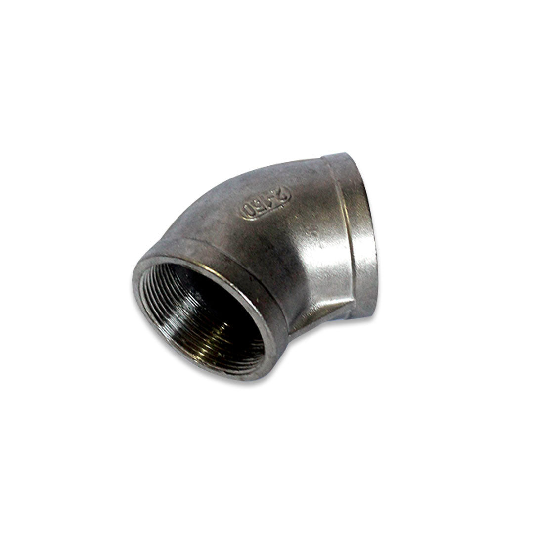 CODO 45º ROSCADO NPT 150 LBS T-304 – DLaT Inoxidables